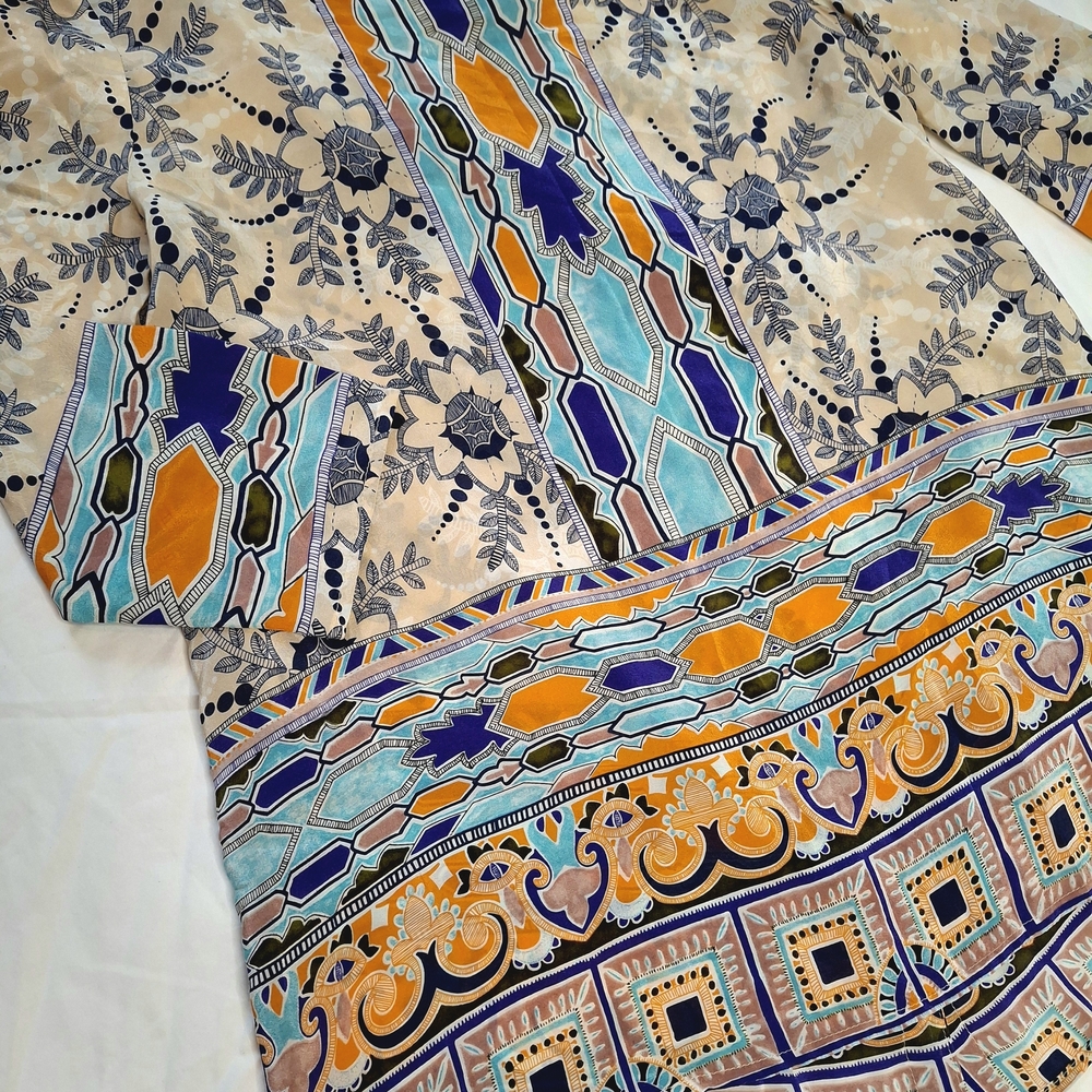 Maeve Anthropologie Silk Boho Blouse Size 2 Mixed Print Top
